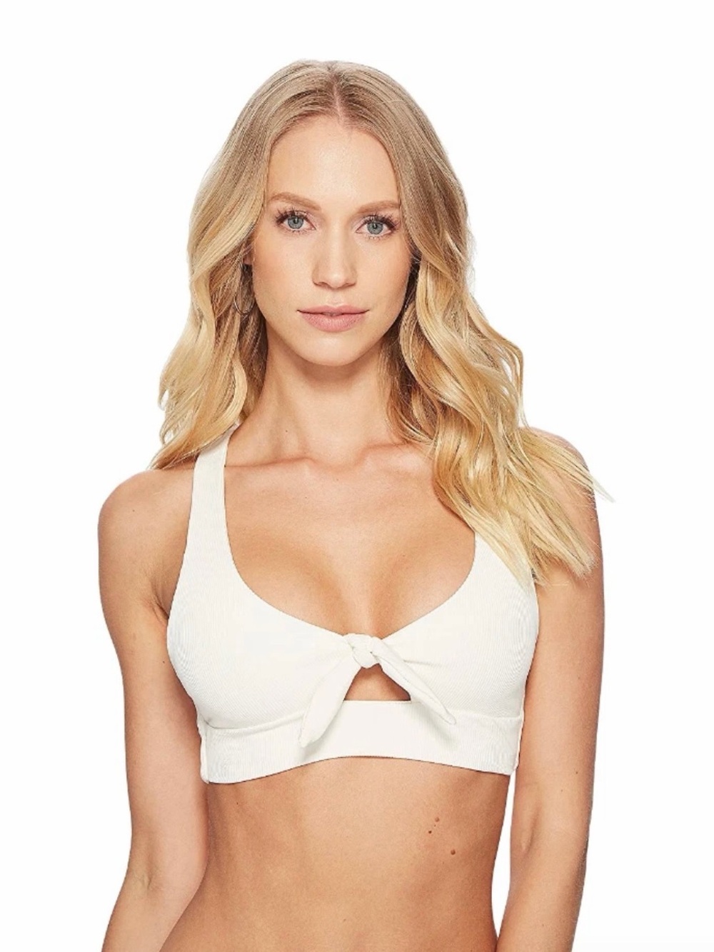 l*space Cream Ribbed Tie-Front Bandeau Bralette